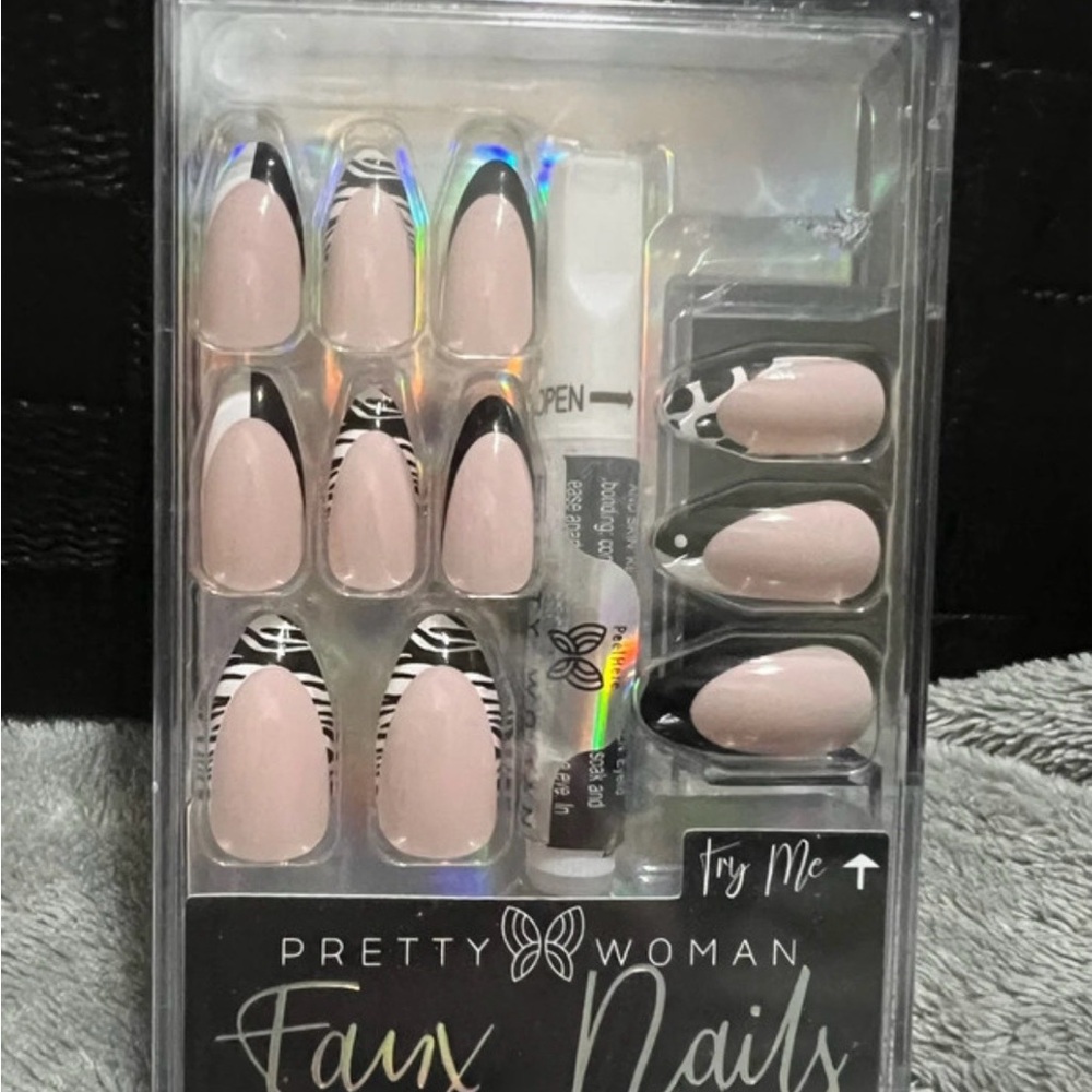 Pink and Black Zebra Press-On Nails